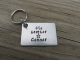 Personalized Big Brother Keychain- "big brother" with a star, and a name of your choice - Hand Stamped Metal Keychain