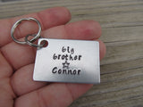 Personalized Big Brother Keychain- "big brother" with a star, and a name of your choice - Hand Stamped Metal Keychain