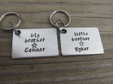 Personalized Brother's Keychains- 2 Keychain Set- "big brother", "little brother" -each with a star and a name of your choice