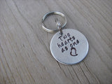 Small Hand-Stamped Keychain "Two hearts as one" with stamped heart- Small Circle Keychain - Hand Stamped Metal Keychain