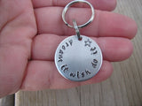 Small Hand-Stamped Keychain "dream it wish it do it" with stamped star - Small Circle Keychain - Hand Stamped Metal Keychain