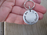 Small Hand-Stamped Keychain "my cousin my friend" with stamped heart - Small Circle Keychain - Hand Stamped Metal Keychain