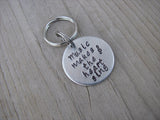 Small Hand-Stamped Keychain "Music makes the heart sing" with stamped treble clef- Small Circle Keychain - Hand Stamped Metal Keychain