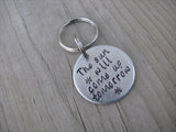 Small Hand-Stamped Keychain "The sun will come up tomorrow" - Small Circle Keychain - Hand Stamped Metal Keychain