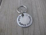 Small Hand-Stamped Keychain "live every moment" with stamped star - Small Circle Keychain - Hand Stamped Metal Keychain