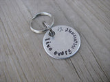 Small Hand-Stamped Keychain "live every moment" with stamped star - Small Circle Keychain - Hand Stamped Metal Keychain