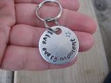 Small Hand-Stamped Keychain "live every moment" with stamped star - Small Circle Keychain - Hand Stamped Metal Keychain