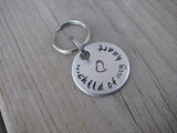 Small Hand-Stamped Keychain "...child of my heart" with stamped heart- Small Circle Keychain - Hand Stamped Metal Keychain