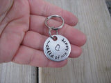 Small Hand-Stamped Keychain "...child of my heart" with stamped heart- Small Circle Keychain - Hand Stamped Metal Keychain