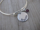 Loyalty Inspiration Bracelet - "loyalty" Bracelet-  Hand-Stamped Bracelet- Adjustable Bangle Bracelet with an accent bead of your choice