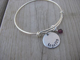 Loyalty Inspiration Bracelet - "loyalty" Bracelet-  Hand-Stamped Bracelet- Adjustable Bangle Bracelet with an accent bead of your choice