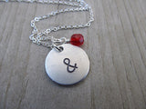 Ampersand Necklace- "&" - Hand-Stamped Necklace with an accent bead in your choice of colors