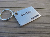 Gift for Dad, Personalized Dad Keychain - "#1 DAD" - with a name of your choice - Hand Stamped Metal Keychain