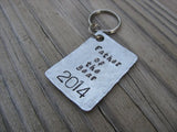 Gift for Dad- Keychain- Father's Keychain "Father of the year (year of choice)"- Keychain- Textured- Hand Stamped Metal Keychain