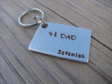 Gift for Dad, Personalized Dad Keychain - "#1 DAD" - with a name of your choice - Hand Stamped Metal Keychain