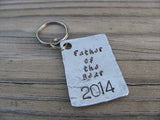 Gift for Dad- Keychain- Father's Keychain "Father of the year (year of choice)"- Keychain- Textured- Hand Stamped Metal Keychain