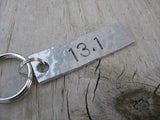 Half Marathon Keychain - "13.1" - Hand Stamped Metal Keychain- small, narrow keychain