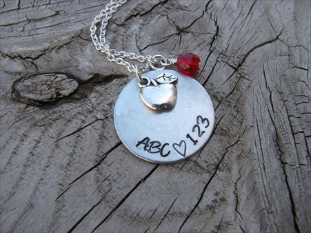 Teacher's Necklace, Day Care Provide Necklace, Preschool Teacher Necklace - "ABC ♥ 123" - Hand-Stamped Necklace with an accent bead in your choice of colors