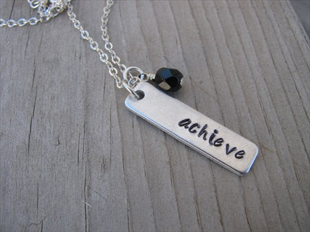 Achieve Inspiration Necklace "achieve"- Hand-Stamped Necklace with an accent bead of your choice