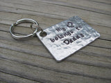 Daddy Keychain- Gift for Dad- "My (heart) belongs to Daddy"- Keychain-with heart- Hand Stamped, Textured - Hand Stamped Metal Keychain