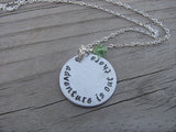 Adventure Quote Inspiration Necklace- "adventure is out there" - Hand-Stamped Necklace with an accent bead in your choice of colors