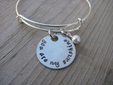 You Are My Sunshine Inspiration Bracelet- "you are my sunshine" - Hand-Stamped Bracelet- Adjustable Bangle Bracelet with an accent bead of your choice