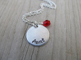 Aunt Necklace- "Aunt" - Hand-Stamped Necklace with an accent bead in your choice of colors