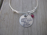Aunt Bracelet- "AUNT...like Mom only cooler" - Hand-Stamped Bracelet  -Adjustable Bangle Bracelet with an accent bead of your choice