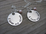 Aunt, Niece Necklace Set, "I love my aunt" and "I love my niece" with an accent bead of your choice on each- set of 2 necklaces- Hand-Stamped Necklaces  -with an accent bead of your choice