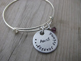 Aunt Bracelet- "Aunt...forever friend"  - Hand-Stamped Bracelet  -Adjustable Bangle Bracelet with an accent bead of your choice