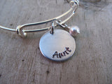 Aunt Inspiration Bracelet- "Aunt"  - Hand-Stamped Bracelet  -Adjustable Bangle Bracelet with an accent bead of your choice