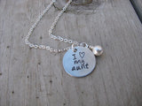 Aunt Necklace- "I ♥ my aunt" - Hand-Stamped Necklace with an accent bead in your choice of colors