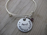 Aunt Bracelet- "Aunt...forever friend"  - Hand-Stamped Bracelet  -Adjustable Bangle Bracelet with an accent bead of your choice