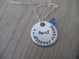 Aunt's Necklace- "Aunt...forever friend"   - Hand-Stamped Necklace  -with an accent bead of your choice