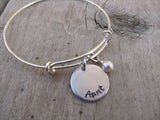 Aunt Inspiration Bracelet- "Aunt"  - Hand-Stamped Bracelet  -Adjustable Bangle Bracelet with an accent bead of your choice