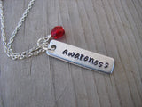 Awareness Inspiration Necklace "awareness"- Hand-Stamped Necklace with an accent bead of your choice