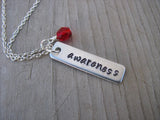 Awareness Inspiration Necklace "awareness"- Hand-Stamped Necklace with an accent bead of your choice