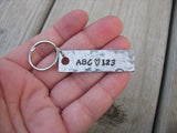 Daycare or Preschool Teacher Inspiration Keychain - "ABC ♥ 123"  - Hand Stamped Metal Keychain- small, narrow keychain