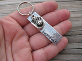 Baseball Keychain- with name of your choice or "baseball" with baseball glove charm- Keychain- Small, Textured, Rectangle Key Chain