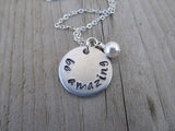 Be Amazing Inspiration Necklace- "be amazing" - Hand-Stamped Necklace with an accent bead in your choice of colors