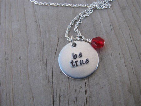 Be True Inspiration Necklace- "be true" - Hand-Stamped Necklace with an accent bead in your choice of colors
