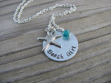 Beach Inspiration Necklace- "Beach Girl" with starfish charm  - Hand-Stamped Necklace  -with an accent bead of your choice