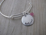Believe Inspiration Bracelet- "believe"  - Hand-Stamped Bracelet  -Adjustable Bangle Bracelet with an accent bead of your choice