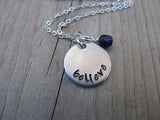 Believe Inspiration Necklace- "believe"- Hand-Stamped Necklace with an accent bead in your choice of colors