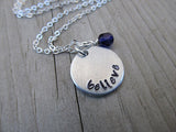 Believe Inspiration Necklace- "believe"- Hand-Stamped Necklace with an accent bead in your choice of colors