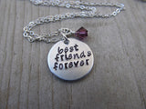 Best Friends Forever Inspiration Necklace- "best friends forever" - Hand-Stamped Necklace with an accent bead in your choice of colors