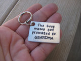 Grandma Keychain- "The best moms get promoted to GRANDMA" - Hand Stamped Metal Keychain