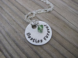 Friendship Necklace- "Besties Forever" - Hand-Stamped Necklace with an accent bead in your choice of colors