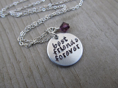 Best Friends Forever Inspiration Necklace- "best friends forever" - Hand-Stamped Necklace with an accent bead in your choice of colors