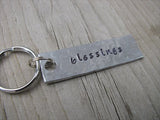 Blessings Inspiration Keychain - "blessings" - Hand Stamped Metal Keychain- small, narrow keychain